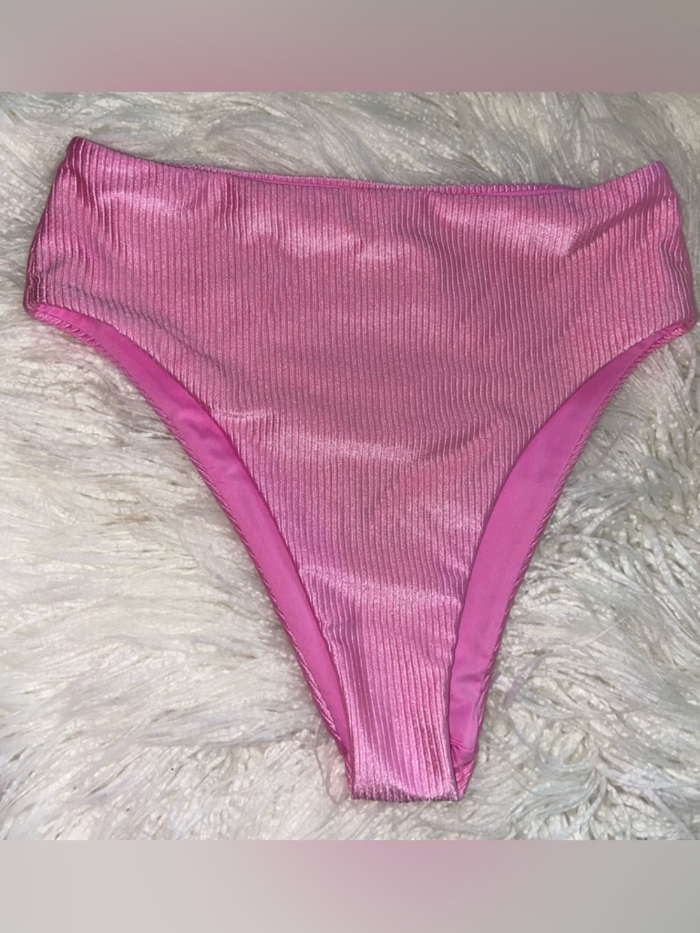 PINK Victoria's Secret Ribbed Shiny Pink Bikini Bottom